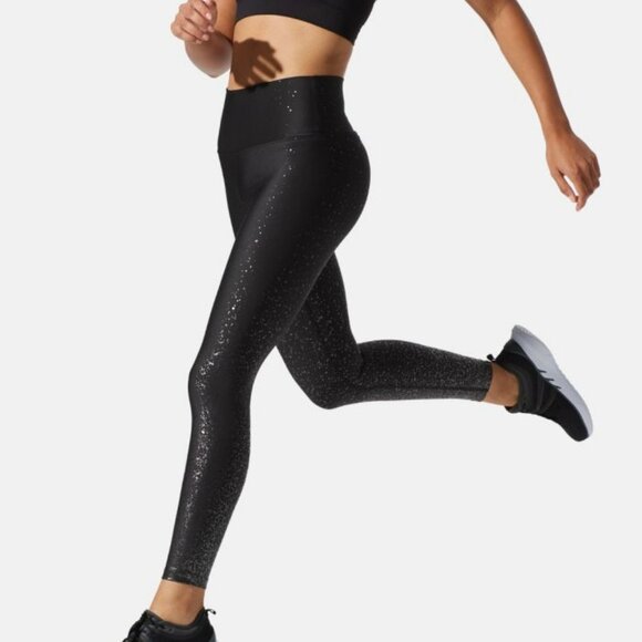 Peloton Leggings L Navy Gold Sparkle Show Up Bling Athletic Yoga Pants Running - Picture 13 of 14